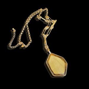 Amber Lucite Gold Plated Necklace
